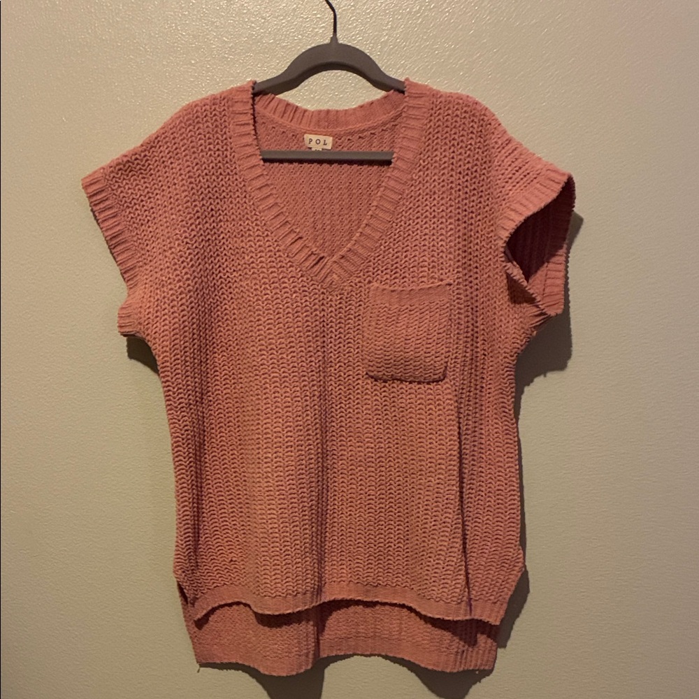 POL Blush Knit V-Neck Sweater